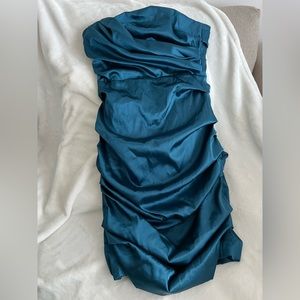 Teal satin dress